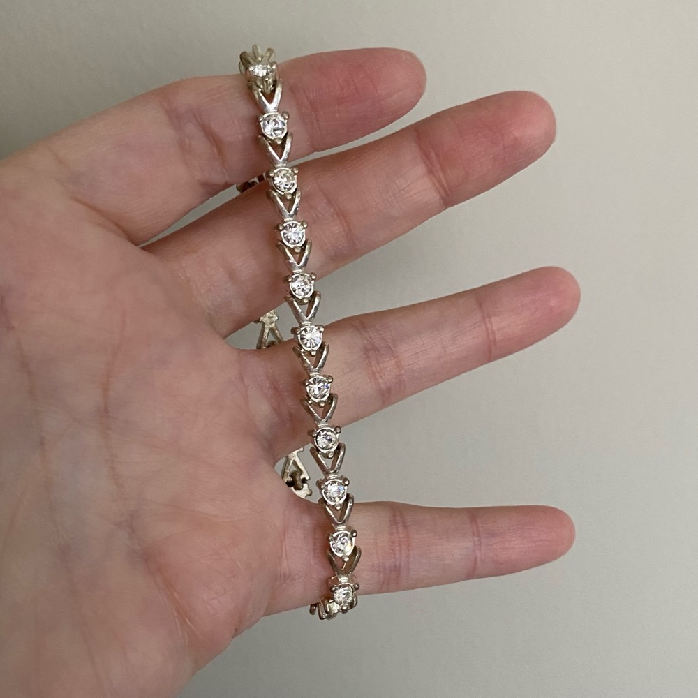 Avon Silver-Toned Tennis Bracelet with Cubic Zirconia Embellishments